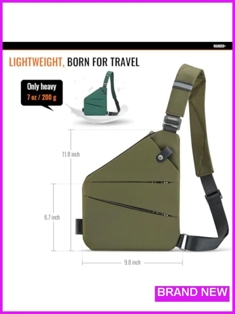 Anti-Theft Crossbody Sling Bag Multi-Pocket Travel Purse with Nylon Material